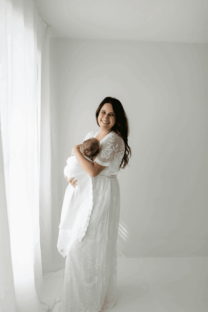 Mama and baby photo in a studio