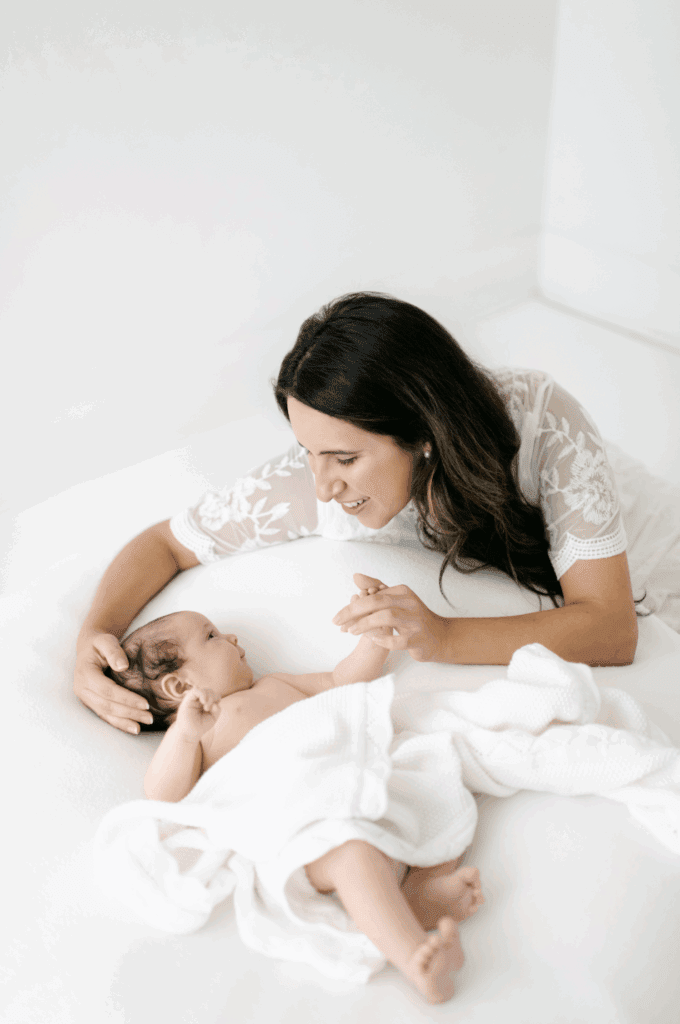 Mama and baby photo in a studio