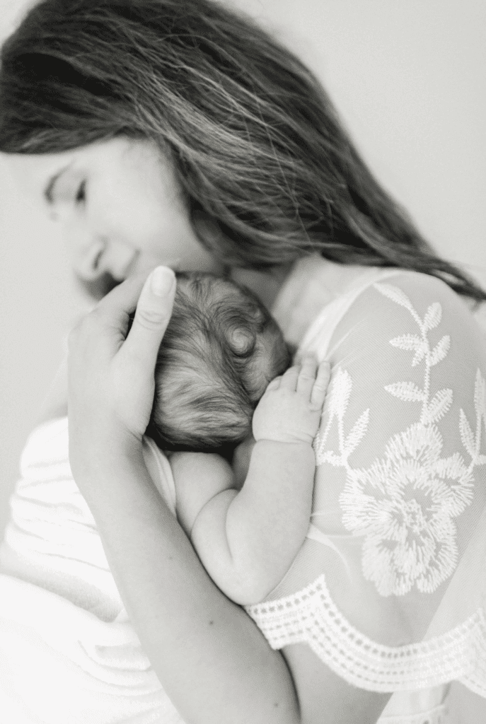Mama and baby photo in a studio